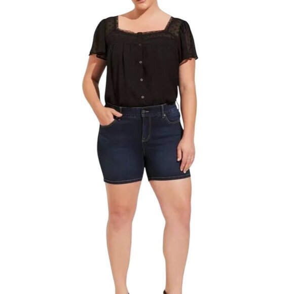 Torrid Bombshell 5" Premium Stretch High Waisted Denim Shorts Size 22 - Picture 1 of 9